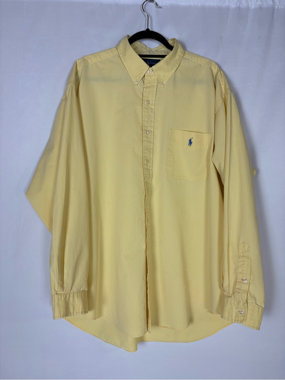 Ralph Lauren Light Yellow Button-Down Shirt with Pocket Logo